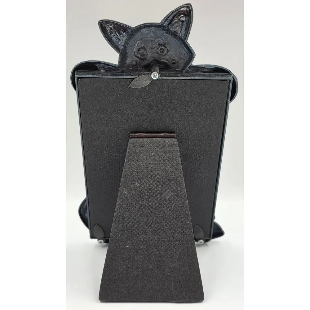 Vintage Pewter Cat Kitty Mouse Empty Frame Whimsy 3D Feline Lover Decor